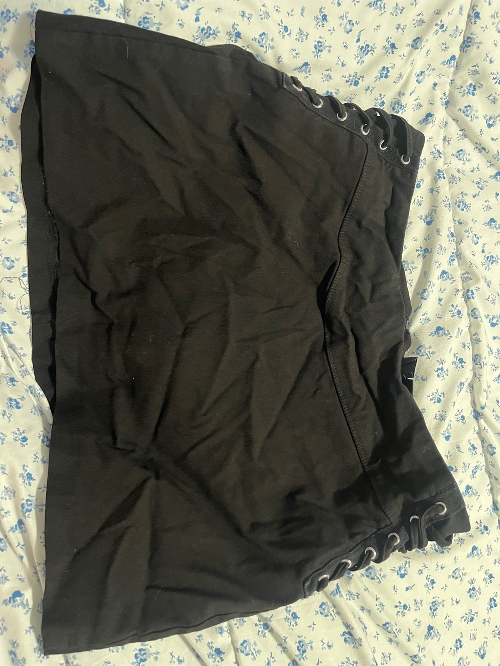 Black Lace-Up Mini Skirt